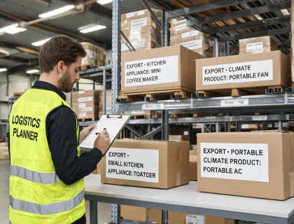 Logistics planner with export cartons