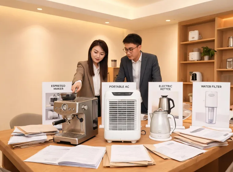 Delonghi appliance sourcing team in sample room